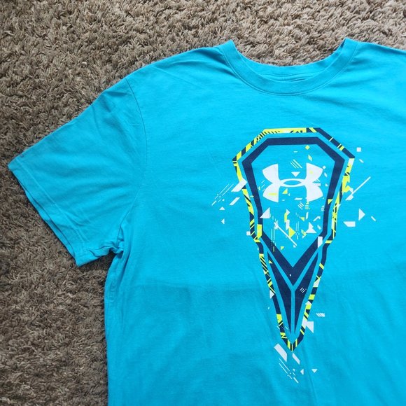 Under Armour LAX Lacrosse Charged T-Shirt Heatgear Blue Men's L Large 2014 - Picture 1 of 9